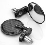 Motorcycle 2Pcs 3" Round 7/8" Handle Bar End Rearview Mirrors side mirror For Honda Suzuki Yamaha Cafe Racer Bobber Universal motorbike - pazoma