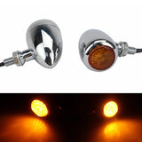 Pair Amber LED Bullet Billet Turn Signal Indicators Light Blinker Universal Honda Suzuki Kawasaki Yamaha Harley Cafe Racer Bobber Chopper - pazoma