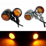 Pair Amber LED Bullet Billet Turn Signal Indicators Light Blinker Universal Honda Suzuki Kawasaki Yamaha Harley Cafe Racer Bobber Chopper