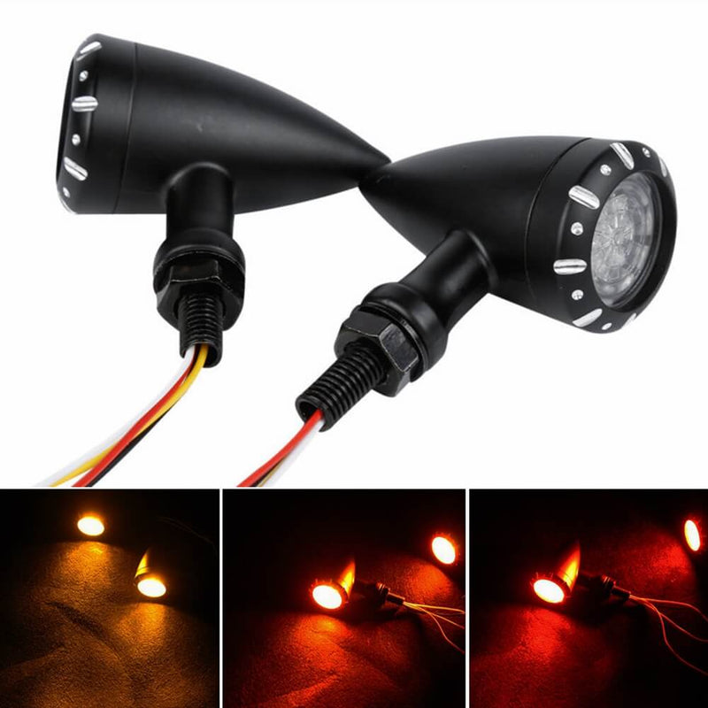 Motorcycle 3 in 1 LED Turn Signal w/Taillight Brake Blinker Light For Harley Cruiser Chopper Indicator Lights Pair 10mm - pazoma