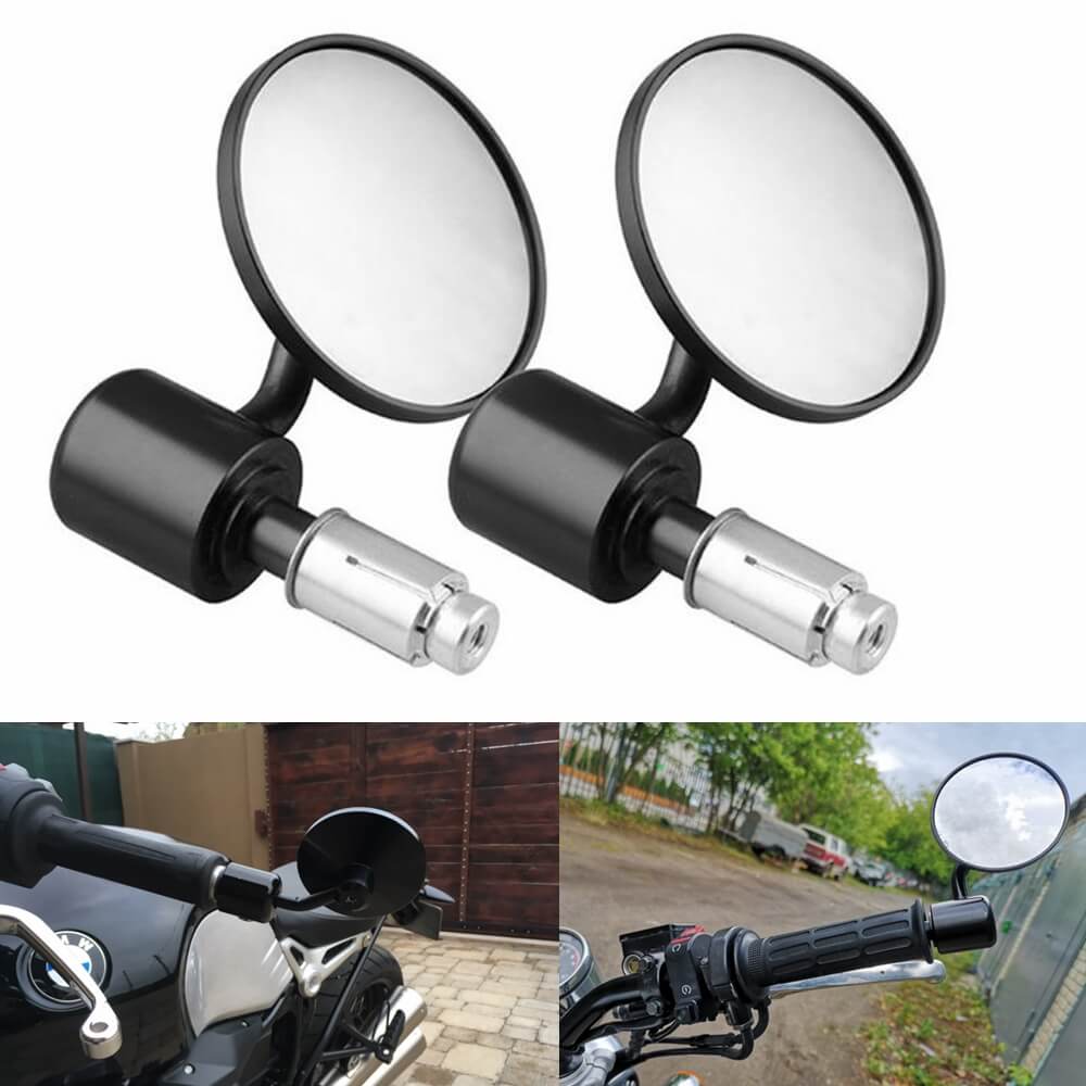 1 Pair 7/8 Motorcycle Rearview Side Mirror Round Handlebar Bar End Re –  pazoma