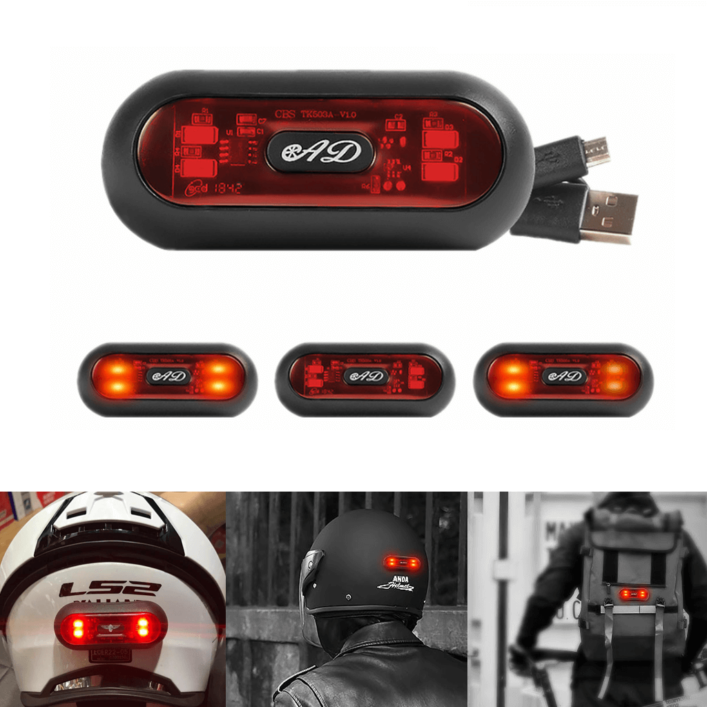 VideoPUP Motorcycle Helmet LED Light Kit – 2pcs, Waterproof, 3 Modes, Red Safety Lights For Night Riding