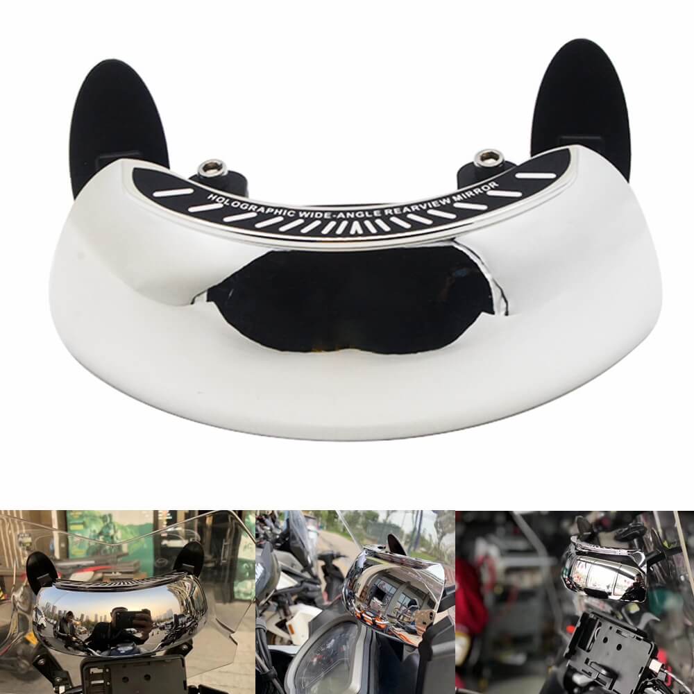 Motorcycle Blind Spot Mirror 180 Degree Safety Mirror Holographic Wide-angle Rear View Racing Convex Center Mirror For Scooter UTV Windshield Screens - pazoma