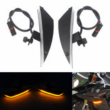 For BMW S1000RR 2010-2019  Amber LED Front Flush Mount Turn Signals Billet Black Plates HP4 2013-2014 - pazoma