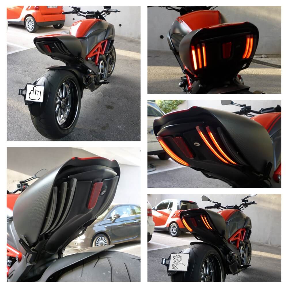Ducati Diavel 2011-2018 Rear LED 3 in 1 Taillight Run/Turn/Brake Signals Light Lamps Integrated Blade style - pazoma