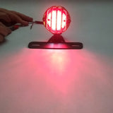Old School Invader Eared Vintage Grilled Taillight 2-FIL Solid Brass & Alloy For Harley Bobber Chopper Cafe Racer - pazoma