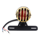 Old School Invader Eared Vintage Grilled Taillight 2-FIL Solid Brass & Alloy For Harley Bobber Chopper Cafe Racer - pazoma