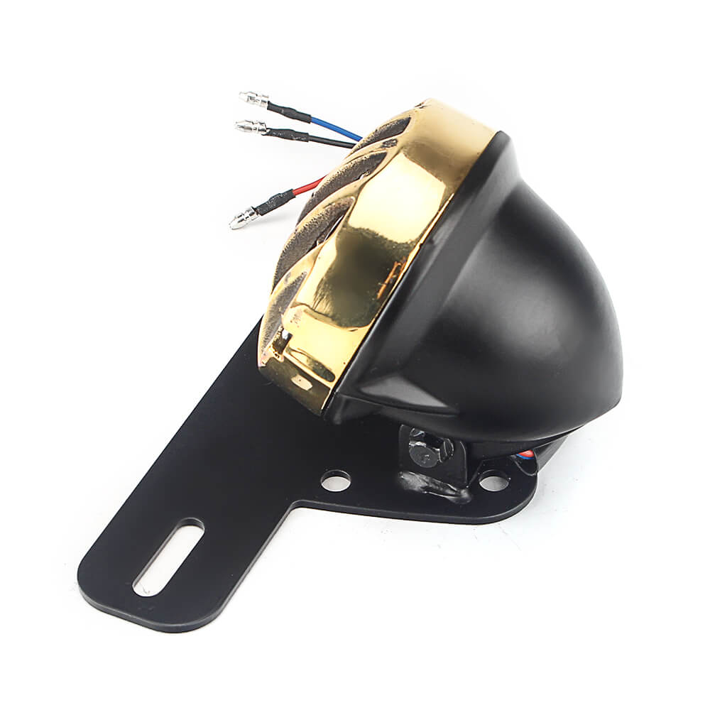 Old School Invader Eared Vintage Grilled Taillight 2-FIL Solid Brass & Alloy For Harley Bobber Chopper Cafe Racer - pazoma