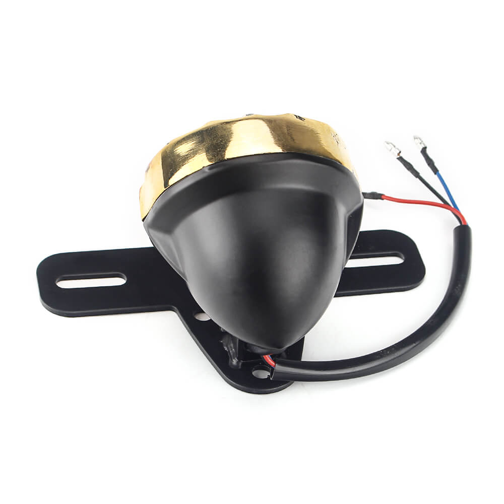 Old School Invader Eared Vintage Grilled Taillight 2-FIL Solid Brass & Alloy For Harley Bobber Chopper Cafe Racer - pazoma