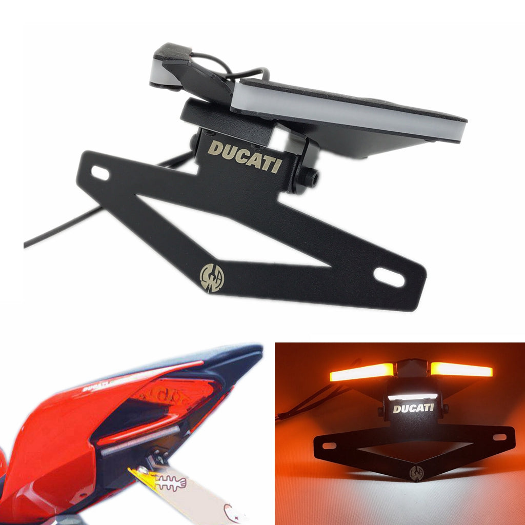 LED Tail Tidy Fender Eliminator Kit Integrated Turn Signals License Plate Light Bracket For Ducati 899 / 959 / 1199 / 1299 Panigale '12-'19 - pazoma