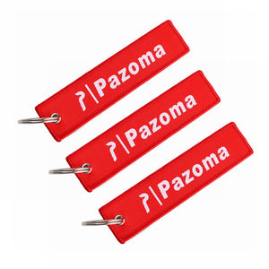 Pazoma Motorcycle Red/White Fashion Tags Keychain Keyring Rectangle Polyester Embroidery Key Chain 13*3CM 5" x 1.2" - pazoma