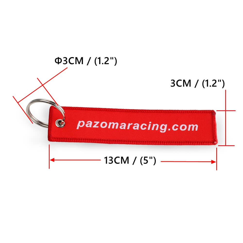 Pazoma Motorcycle Red/White Fashion Tags Keychain Keyring Rectangle Polyester Embroidery Key Chain 13*3CM 5" x 1.2" - pazoma