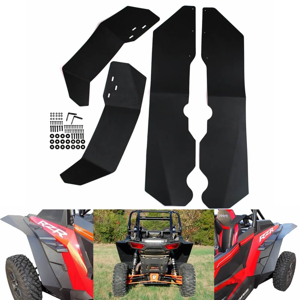 Wide Fender Flares Extensions Compatible for Polaris RZR XP/4 1000 Turbo 2014-2020 Extended Mud Flaps Guards Black - pazoma