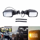 64011 Reflect Rear-View Mirrors with LED Lights Spotlight for Polaris RZR XP Can-am Maverick UTV Off-Road Side-by-Side Pair 1.75"-2" Roll Bar Cages - pazoma