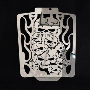 SKULL Polished Stainless Radiator Grill Guard For 2006-2020 Suzuki Boulevard M109R / Intruder VZR1800 / M1800R - pazoma