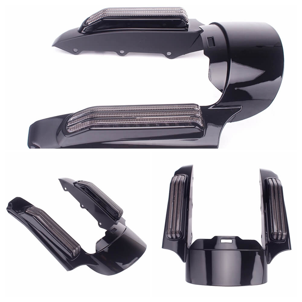 Smoked LED Rear Fender Extension Kit – For Harley Touring Street Glide 2009-2013 (3-Piece, Black)