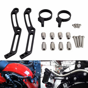 Rear Shock Remote Reservoir Mounts Brackets for Ohlins HD 044 & Legends Revo Shocks for Harley Touring Bagger 2014-2024 - pazoma