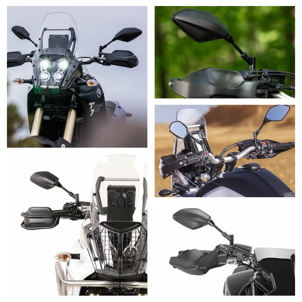 Yamaha MT09 MT07 MT03 MT25 FZ07 FZ09 FJ09 MT10 XJR1300 XJR1200 XJ6 FZ6 FZ1 FZ8 Tracer 900/GT Tenere 700 Rear View Side Mirrors E24 MARK Certification - pazoma