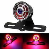 Motorcycle Red W/Blue Dot 12V LED Cafe Racer Style Stop Tail Light Motorbike Brake Rear Lamp Taillight for Chopper Bobber Custom - pazoma