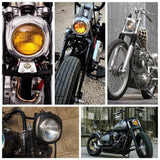 Motorcycle Sealed Beam Electroline Vintage Retro Square Headlight Chopper Bobber Harley Triumph BSA XS650 Custom w/Yellow Lens - pazoma