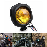 Motorcycle Sealed Beam Electroline Vintage Retro Square Headlight Chopper Bobber Harley Triumph BSA XS650 Custom w/Yellow Lens - pazoma