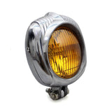 Motorcycle Sealed Beam Electroline Vintage Retro Square Headlight Chopper Bobber Harley Triumph BSA XS650 Custom w/Yellow Lens - pazoma