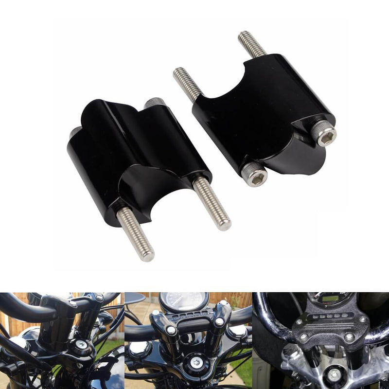 Harley Sportster Forty-Eight XL1200X 48 CNC Aluminum 2" Rise Handlebar Riser 1" Bar Heighten Block Extension Kit 2010-2022 - pazoma