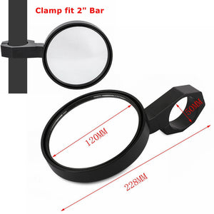 UTV 4.7" Round Billet Side Rear View Mirrors Adjustable 2" Clamp for Can am Commander Polaris RZR XP1000 RZR XP 4 UTV XP4 1000 - pazoma