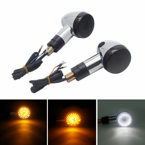 Suzuki INTRUDER VL1500 VS800 VS1400 SAVAGE LS650 Front LED Turn Signal Light Indicators Blinker Amber w/ White DRL Daytime Running Light - pazoma