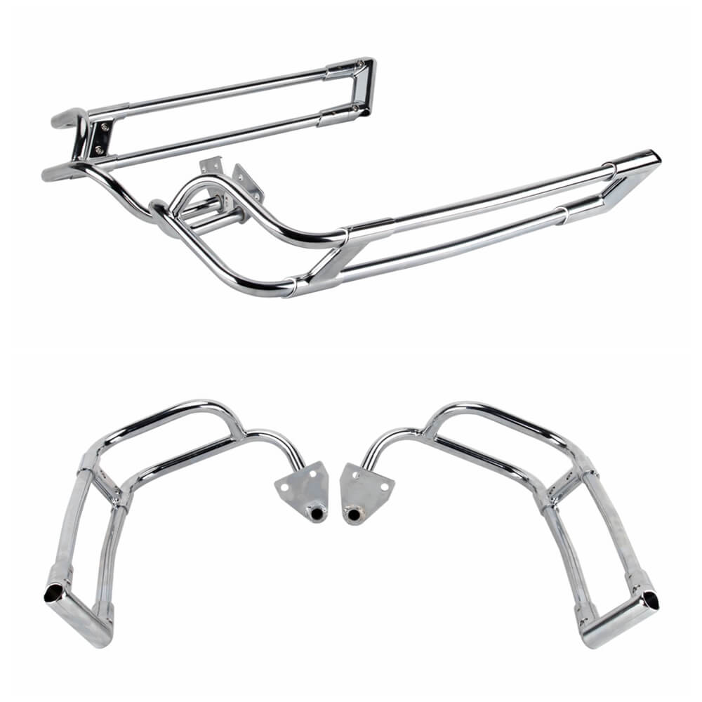 Hard Rear Saddlebag Guard Twin Style Rails For Harley Touring Road Kin ...