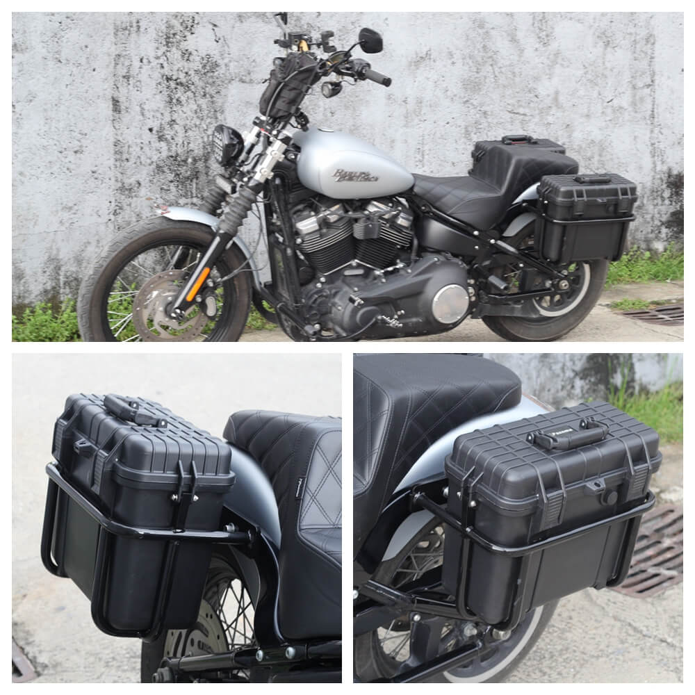 Saddlebags Saddle Bag Case Box W/Conversion Mounting Brackets Guard Rail Kit For Harley M8 Softail Low Rider S Street Bob Standard Fat Bob 2018-2022 - pazoma