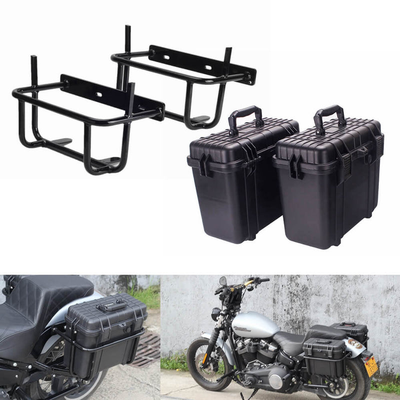 Saddlebags Saddle Bag Case Box W/Conversion Mounting Brackets Guard Rail Kit For Harley M8 Softail Low Rider S Street Bob Standard Fat Bob 2018-2022 - pazoma