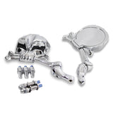 Motorcycle Custom Skull Style Aluminum Head Bones Rear View Mirrors Adjustable Stem Harley Davidsons Suzuki Honda Kawasaki Cruisers M10 5/16" - pazoma