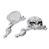 Universal Skull Aluminum Head Bones Rear View Mirror Vintage Cruiser Cafe racer Bobber Chopper Sportster Harley Dyna Glide Softail V Rod C - pazoma