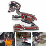 Motorcycle Small Electroplating Gun Metal w/red Color Front Fender Headlight Visor Ornament Skull Skeleton Decorative Figure - pazoma