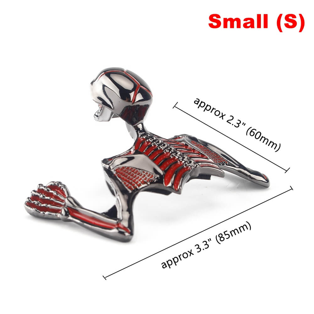 Motorcycle Small Electroplating Gun Metal w/red Color Front Fender Headlight Visor Ornament Skull Skeleton Decorative Figure - pazoma