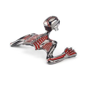 Motorcycle Small Electroplating Gun Metal w/red Color Front Fender Headlight Visor Ornament Skull Skeleton Decorative Figure - pazoma