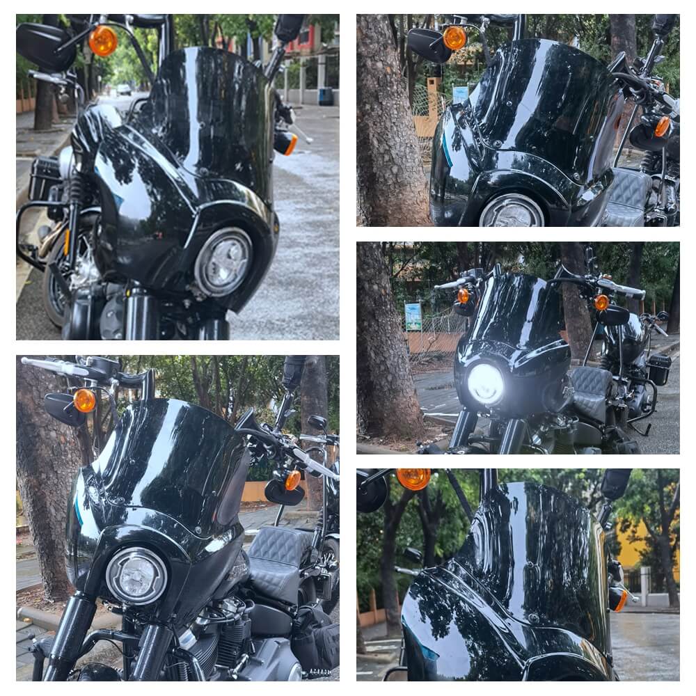 T-Sport Fairing Windshield Windscreen Replacement Club Style Kit Compatible For Harley Dyna Super Glide T-Sport FXDXT FXR - pazoma