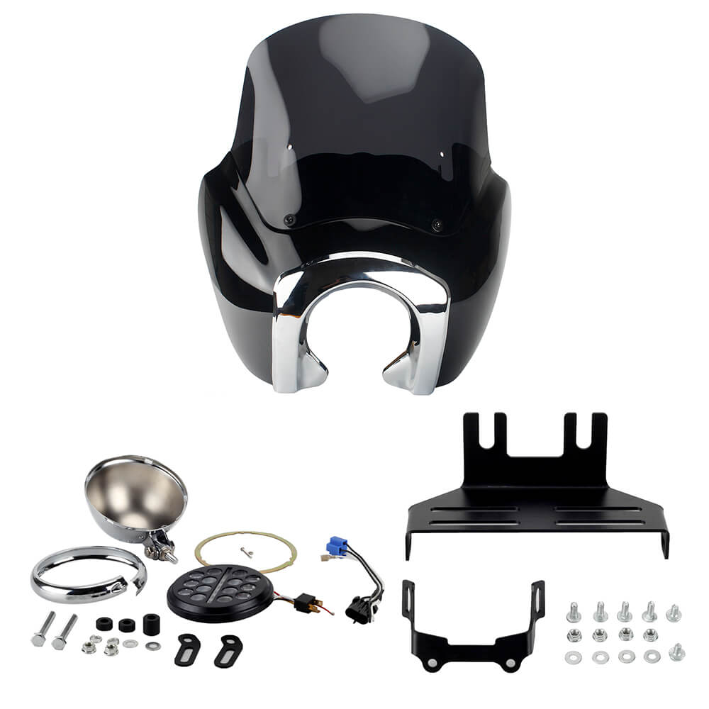 T-Sport Fairing w/ 5.75'' LED Headlight Bracket Chrome Bezels Trim Cover Kit For Harley Softail Low Rider S 114 117 FXLRS 2020-2024 - pazoma