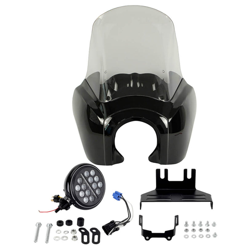 2020-2025 Harley Softail Low Rider S 114 117 FXLRS T-Sport Fairing Windshield w/ 5.75'' LED Headlight Projection Headlamp Kit - pazoma
