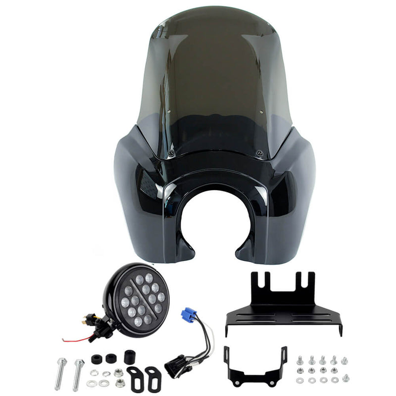 2020-2025 Harley Softail Low Rider S 114 117 FXLRS T-Sport Fairing Windshield w/ 5.75'' LED Headlight Projection Headlamp Kit - pazoma