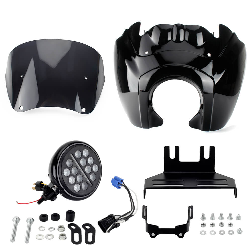 2020-2024 Harley Softail Low Rider S 114 117 FXLRS T-Sport Fairing Windshield w/ 5.75'' LED Headlight Projection Headlamp Kit - pazoma