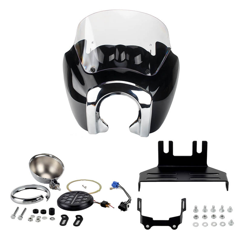 T-Sport Fairing w/ 5.75'' LED Headlight Bracket Chrome Bezels Trim Cover Kit For Harley Softail Low Rider S 114 117 FXLRS 2020-2025 - pazoma