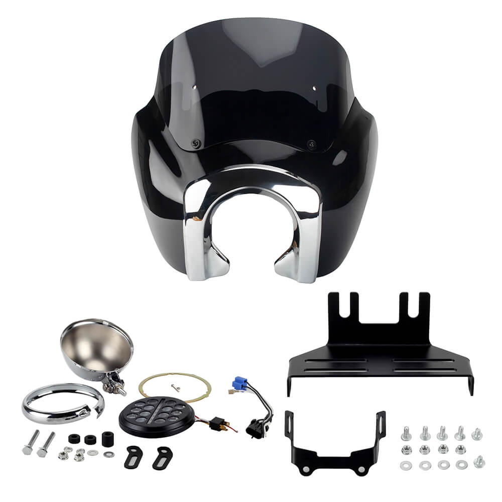 T-Sport Fairing w/ 5.75'' LED Headlight Bracket Chrome Bezels Trim Cover Kit For Harley Softail Low Rider S 114 117 FXLRS 2020-2024 - pazoma
