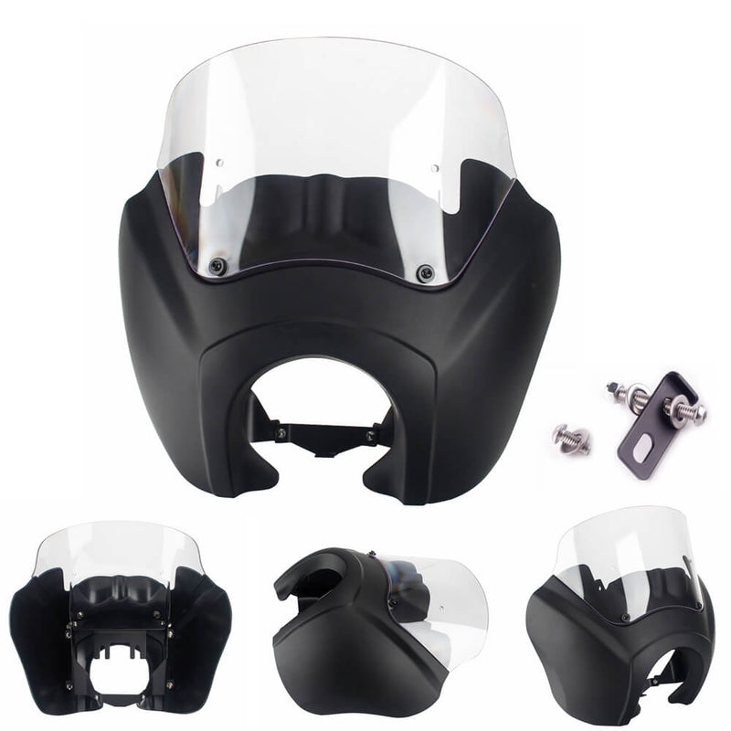 T-Sport Headlight Fairing Outer w/9" Windshield For Harley Softail 18+ Street Bob FXBB 114 FXBBS Standard FXST Low Rider FXLR - pazoma