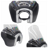 Clear Quarter Black Fairing Kit For Harley Dyna Super Glide T-Sport FXDXT FXR w/ Chrome Trim Bezel Headlight Relocation Block - pazoma