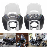 Harley Fairing FXDXT Dyna Super Glide T-Sport Clear 15'' Windshield Windscreen w/ Chrome Trim Bezel Headlight Relocation Block