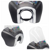 Clear Quarter Black Fairing Kit For Harley Dyna Super Glide T-Sport FXDXT FXR w/ Chrome Trim Bezel Headlight Relocation Block - pazoma