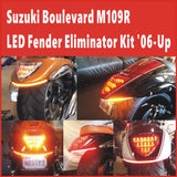 Suzuki Boulevard M109R M1800R Rear LED Turn Signals / Brake Light / Taillight Sequential Switchback Flowing Light Bar Fender Eliminator Kit '06-Up - pazoma