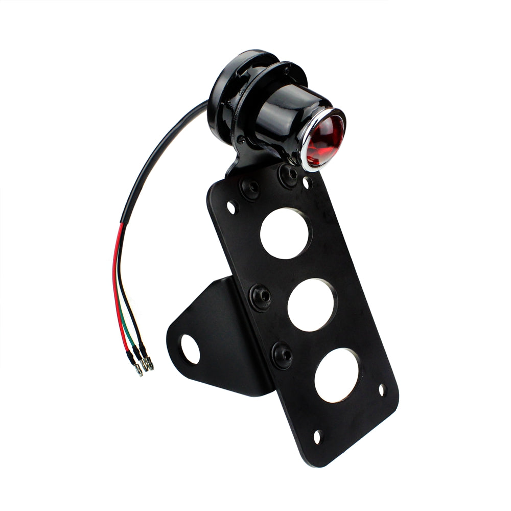 KEEPDSGN Chrome Motorcycle Side Mount License Plate Bracket With LED Tail Light – Universal For Chopper